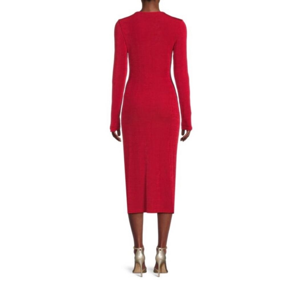 Area Stars Rust Ruched Front Button Down Midi Dress - L - Picture 5 of 5